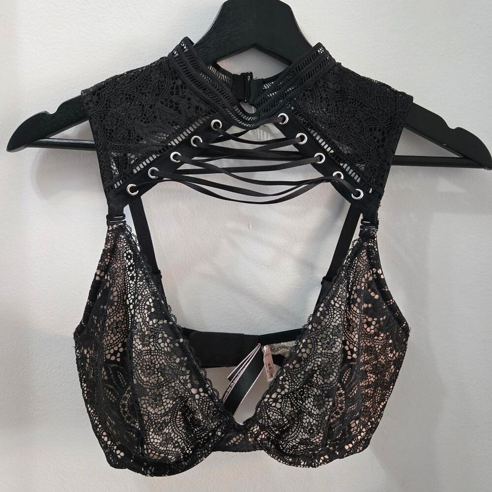 Victoria's Secret Very Sexy Unlined Plunge Cage Mock Neck sz 36DDD New